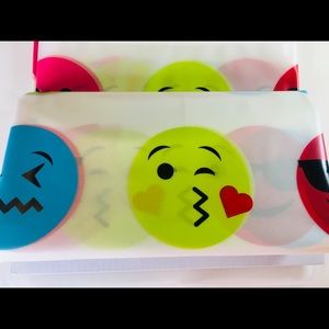 Winky Peva Shower Curtain Emogi Smiley Face Cat Poop Heart Tongue Lips Fun Color